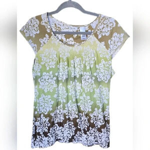 Liz & Co., Size L, Multicolor Floral Cap Sleeve Tee